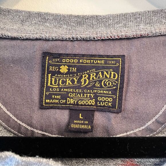 Lucky Brand Henley T Shirt Aztec Southwestern Short Sleeve Size large - Picture 4 of 8
